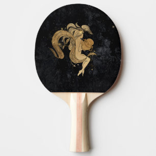 Zodiac Goddess Cosmic Gold Aquarius Astrology Ping Pong Paddle