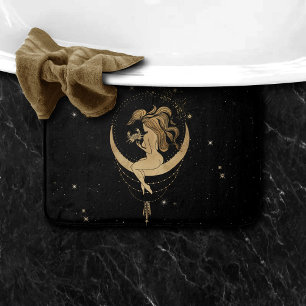 Zodiac Goddess Cosmic Gold Cancer Astrology Bath Mat