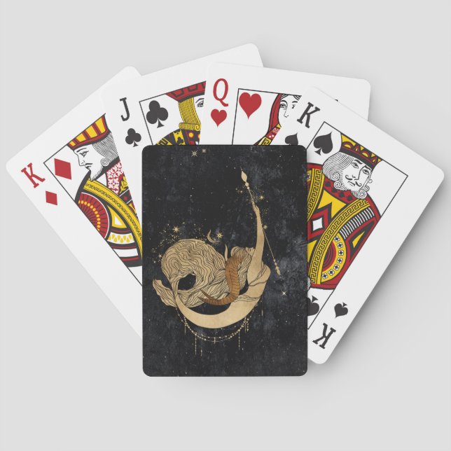 Zodiac Goddess | Cosmic Gold Capricorn Astrology Playing Cards (Back)