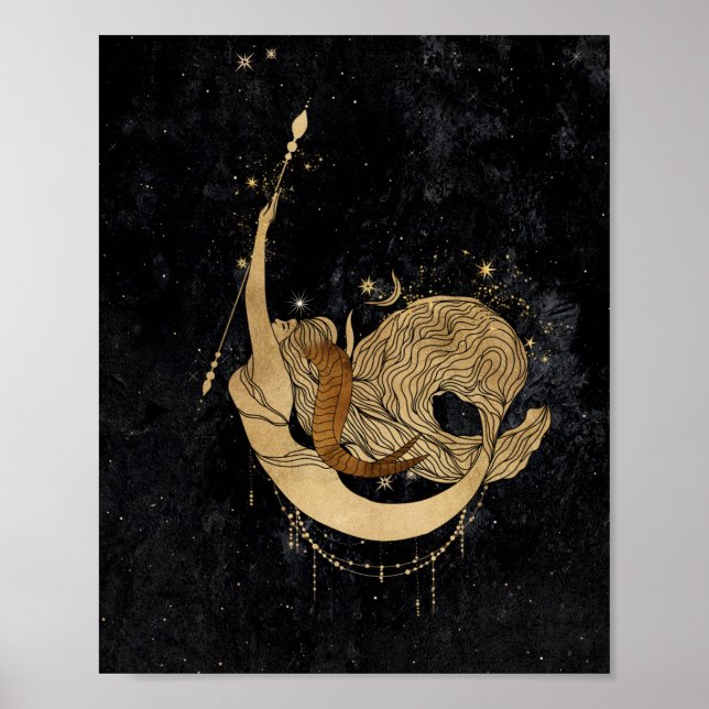 Zodiac Goddess | Cosmic Gold Capricorn Astrology Poster (Front)