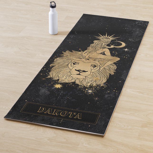 Zodiac Goddess | Cosmic Gold Leo Astrology Yoga Mat (In Situ)