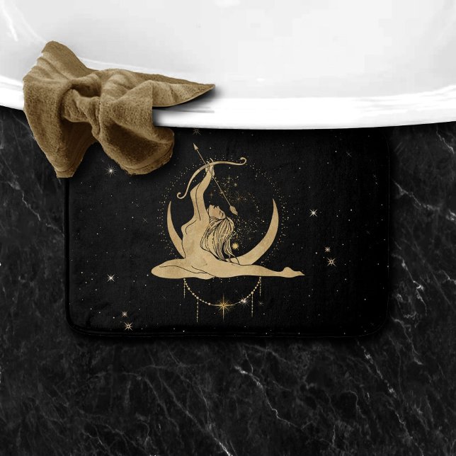 Zodiac Goddess | Cosmic Gold Sagittarius Astrology Bath Mat (Creator Uploaded)