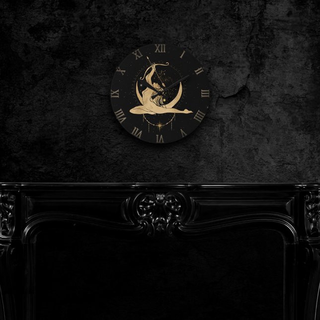 Zodiac Goddess | Cosmic Gold Sagittarius Astrology Round Clock (Creator Uploaded)