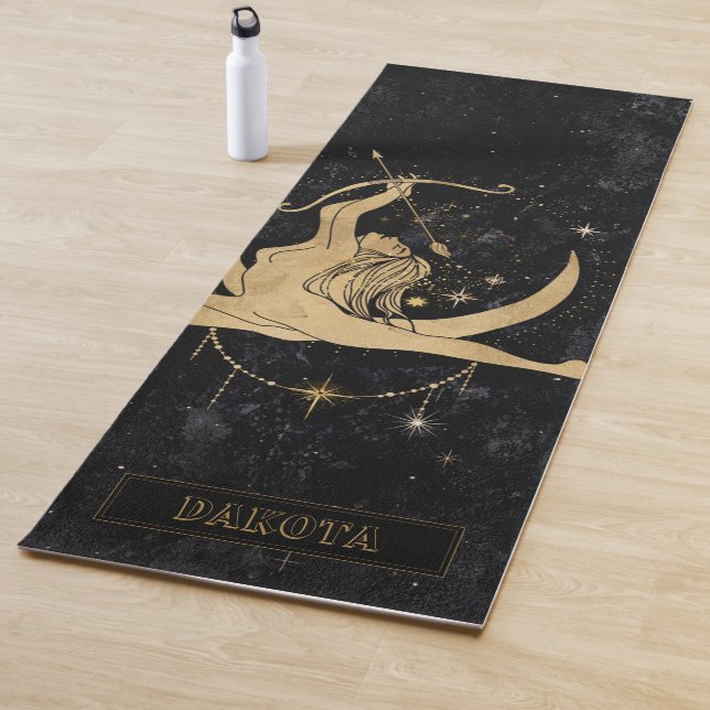 Zodiac Goddess | Cosmic Gold Sagittarius Astrology Yoga Mat (In Situ)