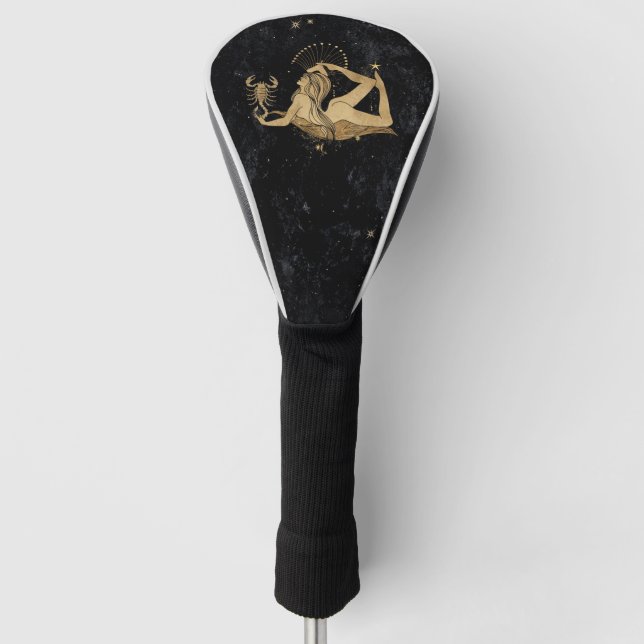 Zodiac Goddess | Cosmic Gold Scorpio Astrology Golf Head Cover (Front)