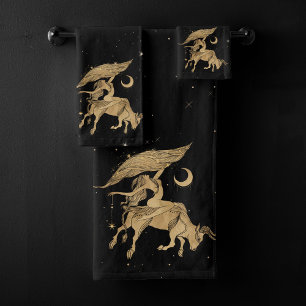 Zodiac Goddess Cosmic Gold Taurus Astrology Bath Towel Set