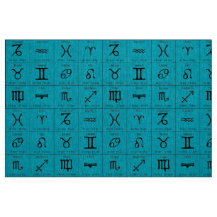 zodiac horoscope aqua blue fabric