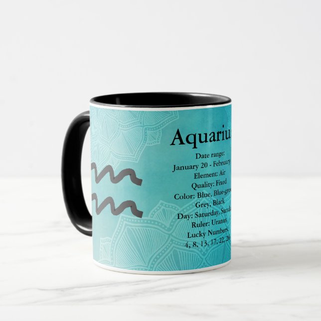 Zodiac Horoscope Astrology Sign Aquarius Mug (Front Left)