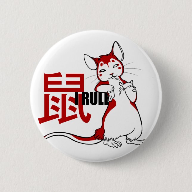 Zodiac- I Rule Rat 6 Cm Round Badge (Front)