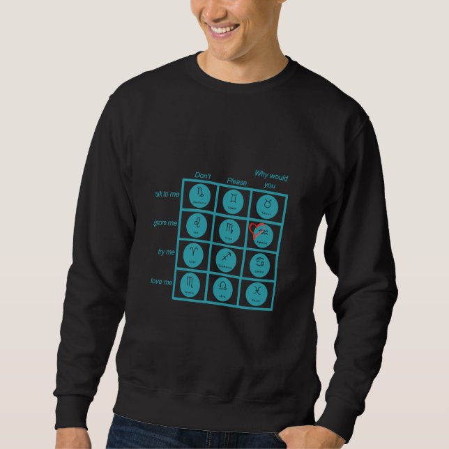 Zodiac Interaction Chart Aquarius Edition Astrolog Sweatshirt (Front)