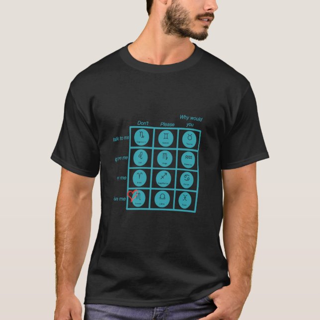Zodiac Interaction Chart Scorpio Edition Astrology T-Shirt (Front)