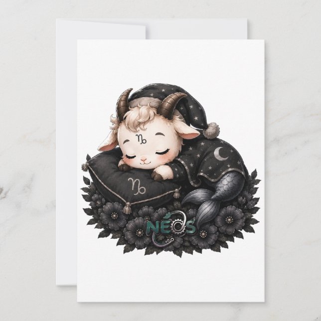 Zodiac Kawaii Neos Capricorn Invitation (Front)