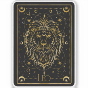 Zodiac Leo Black & Gold Astrological Sticker