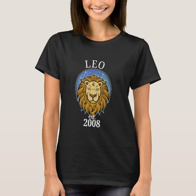 Zodiac Leo Born in 2008 T-Shirt (Front)
