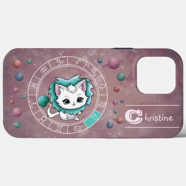 Zodiac Leo Cute Cat Wheel Planet Astrology Case-Mate iPhone Case (Back (Horizontal))