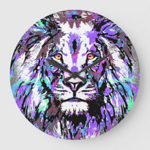 Zodiac Leo - Lion Portrait Drawing - Lion Clock