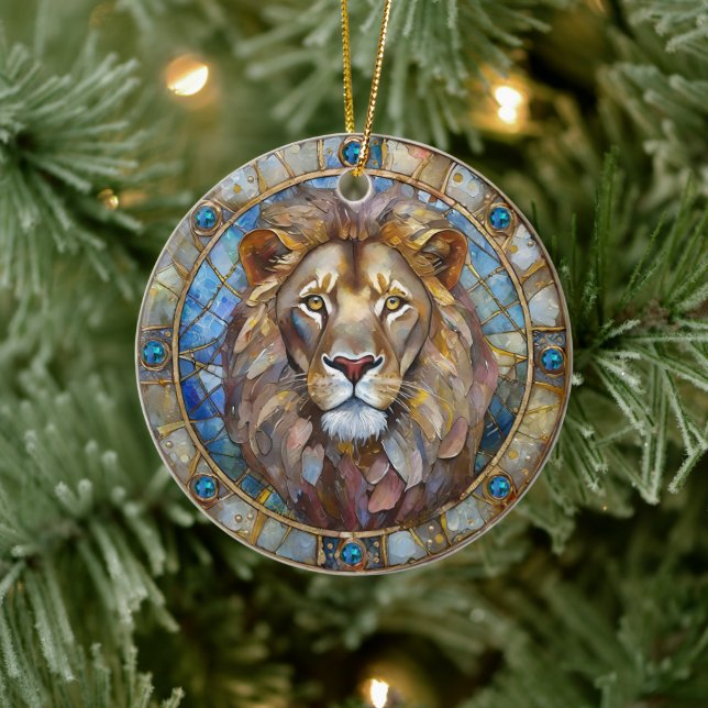 Zodiac - Leo the Lion Ceramic Tree Decoration (Tree)