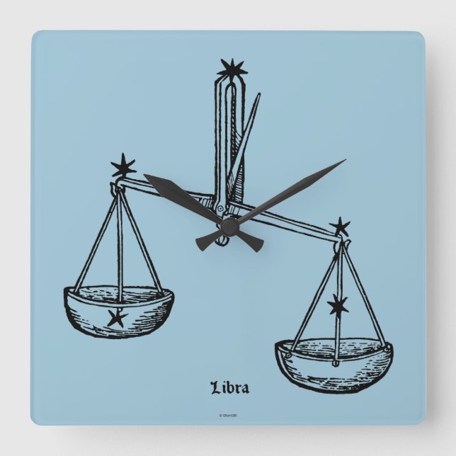 Zodiac: Libra, 1482 Square Wall Clock (Front)