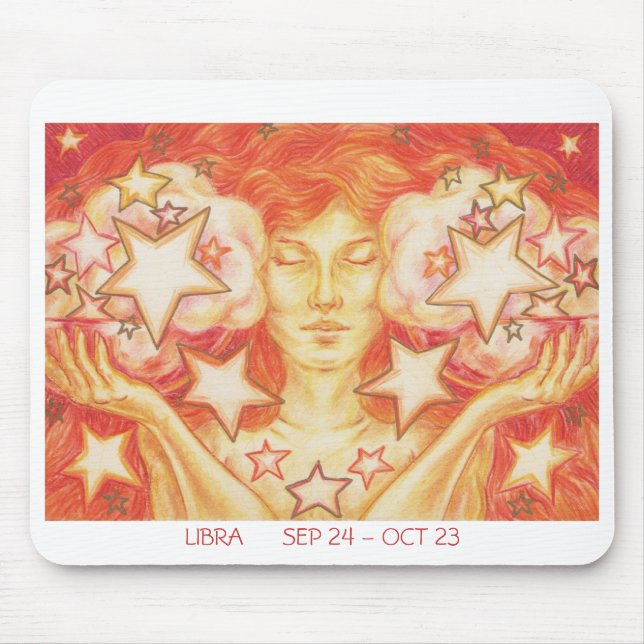 Zodiac Libra mousepad white border (Front)