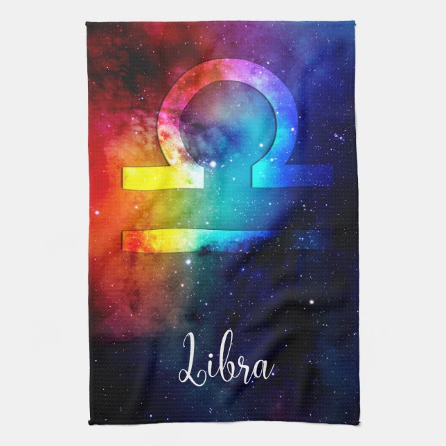 Zodiac : Libra Rainbow Space Tea Towel (Vertical)