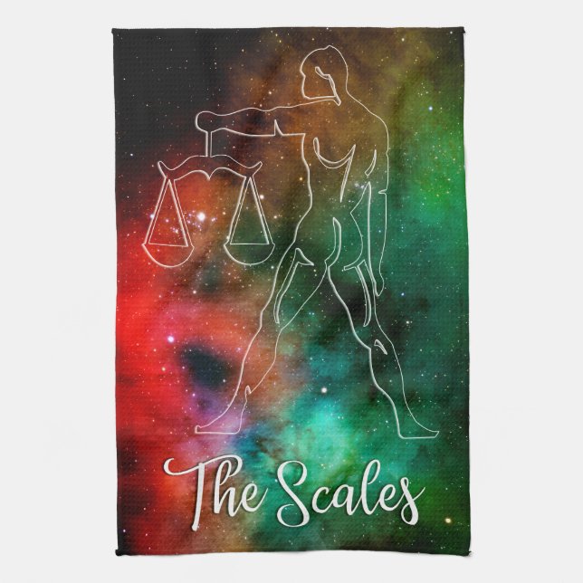 Zodiac : Libra 'The Scales' Tea Towel (Vertical)