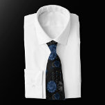 Zodiac Magic | Dark Navy Blue Gothic Skull Roses Tie<br><div class="desc">Unique wearable art! Sophisticated palette of mixed medium abstract textures add the perfect pop of color for your personal style. Also transferable to school/office supplies, party accessories, or decor for an easy do-it-yourself home makeover room facelift! For other products or colors, visit the JustFharryn store @ Zazzle or contact the...</div>