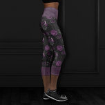 Zodiac Magic | Dark Purple Plum Gothic Skull Roses Capri Leggings<br><div class="desc">Unique wearable art! Sophisticated palette of mixed medium abstract textures add the perfect pop of colour for your personal style. Also transferable to school/office supplies, party accessories, or decor for an easy do-it-yourself home makeover room facelift! For other products or colours, visit the JustFharryn store @ Zazzle or contact the...</div>