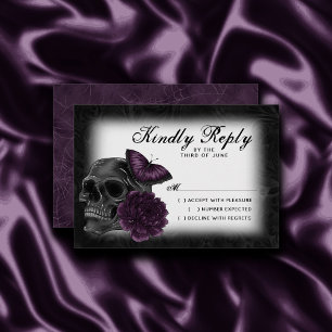 Zodiac Magic Dark Purple Plum Gothic Skull Roses RSVP Card
