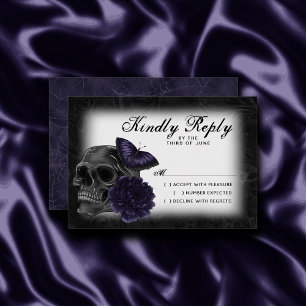 Zodiac Magic Midnight Indigo Gothic Skull Roses RSVP Card