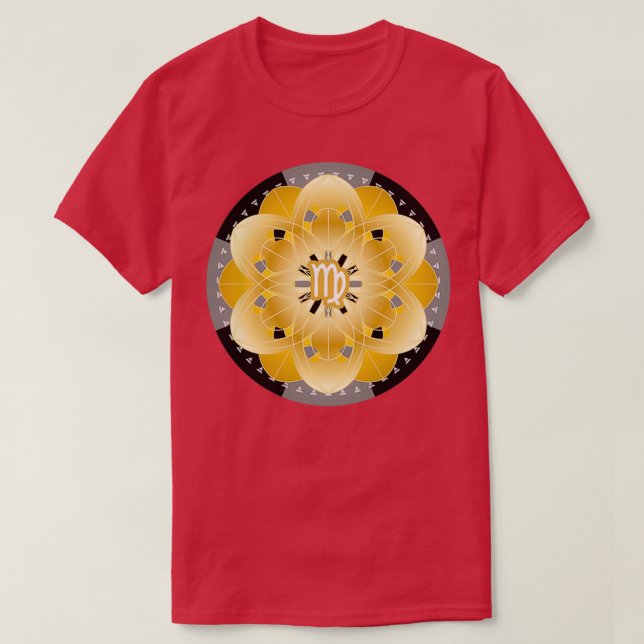 Zodiac Mandala VIRGO Black T-Shirt (Design Front)
