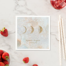 Zodiac Moon Celestial Custom Text Minimal Wedding  Napkin