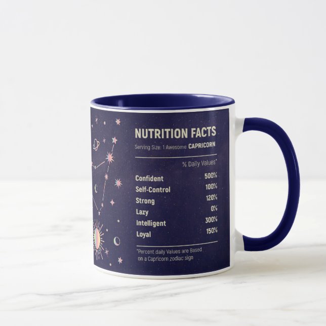 Zodiac Nutrition Facts/Capricorn Mug (Right)