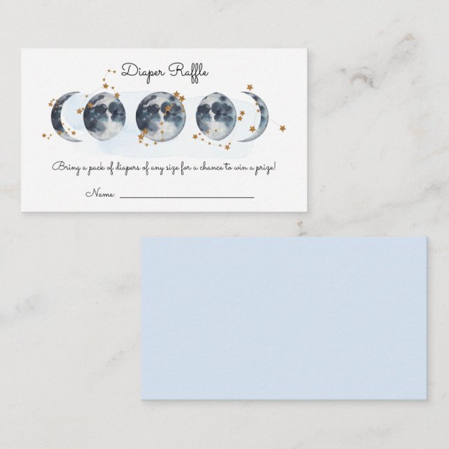 Zodiac Over The Moon Diaper Raffle Enclosure Card (Front/Back)