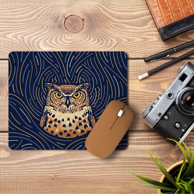 Zodiac Owl Portrait | Hand-drawn Owl Mousepad  (Creator Uploaded)