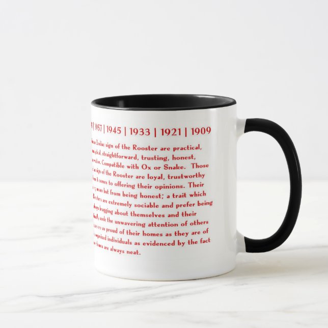 ZODIAC PAPERCUT YEAR OF THE ROOSTER MUG (Right)