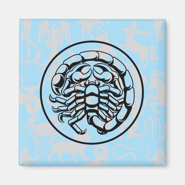 Zodiac Pattern Z02 - Scorpio.w L Blue BG Magnet (Front)