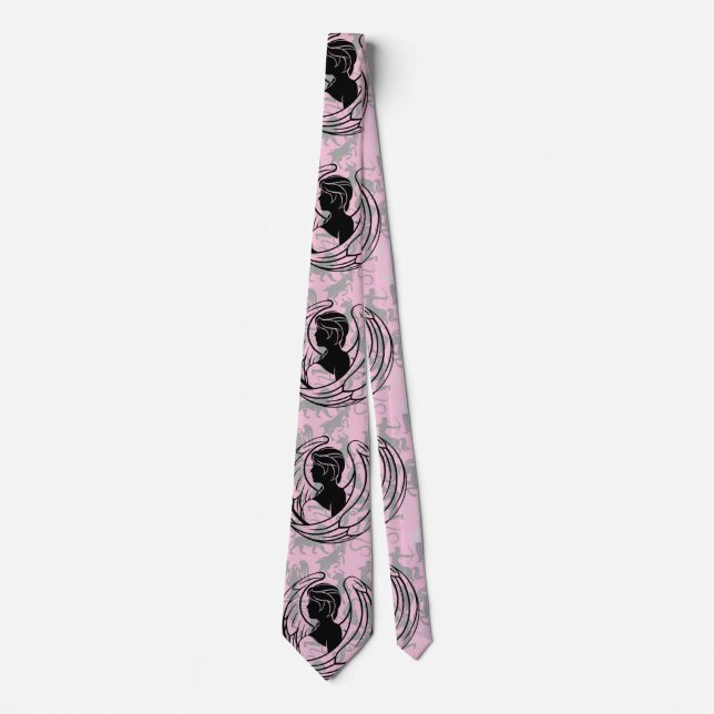 Zodiac Pattern Z02 - Virgo.w L Pink BG Tie (Front)