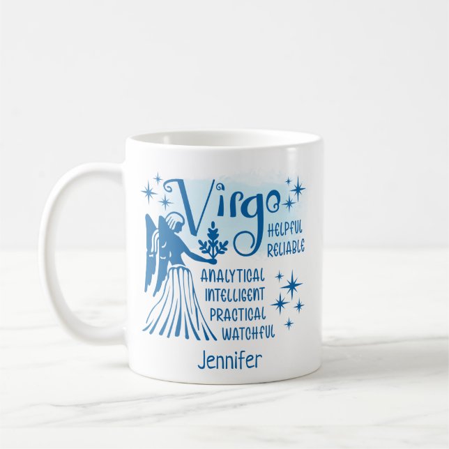 Zodiac Personalised Virgo Traits Horoscope Coffee Mug (Left)