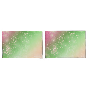 Zodiac : Pink & Green Space Design Pillowcase