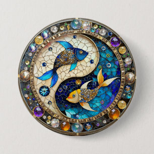 Zodiac - Pisces Fish Yin and Yang 7.5 Cm Round Badge