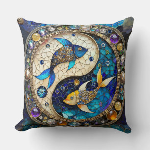 Zodiac - Pisces Fish Yin and Yang Cushion