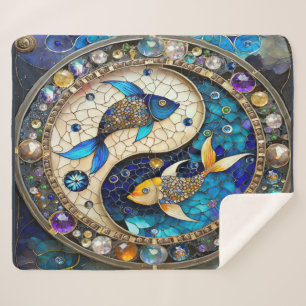Zodiac - Pisces Fish Yin and Yang Sherpa Blanket