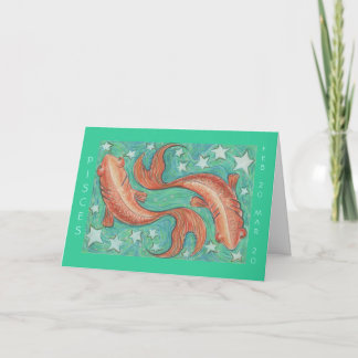 Zodiac Pisces 'Happy Birthday' greetings card