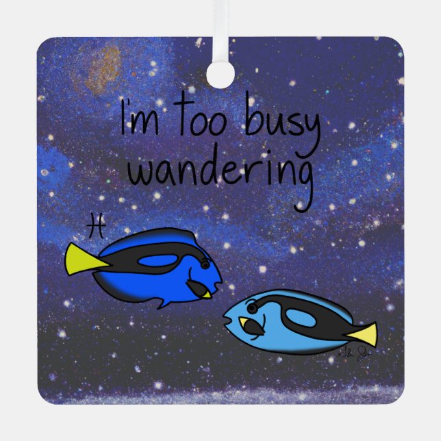 Zodiac Pisces "I'm too Busy Wandering." Metal Tree Decoration (Front)