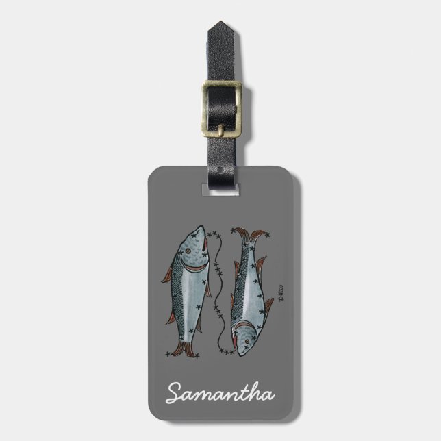 Zodiac: Pisces In Colour Luggage Tag (Front Vertical)