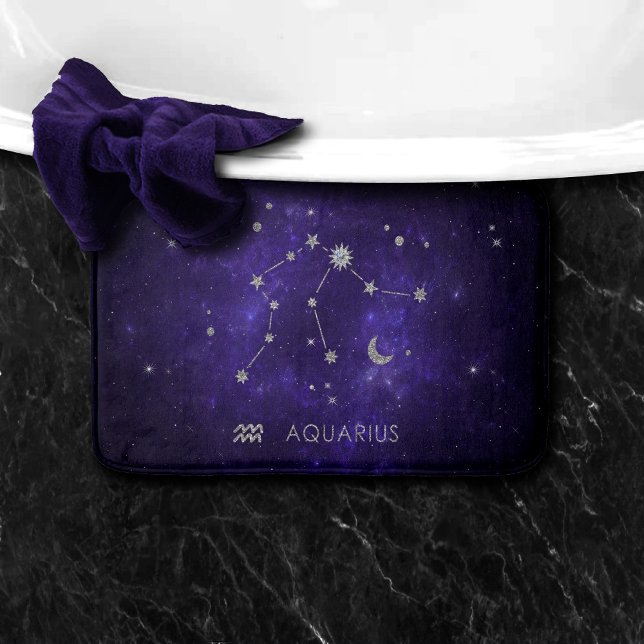 Zodiac Purple Aquarius | Astrology Horoscope Bath Mat (Creator Uploaded)