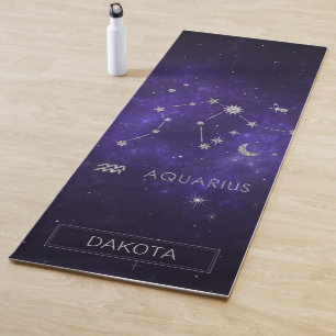 Zodiac Purple Aquarius Astrology Horoscope Yoga Mat