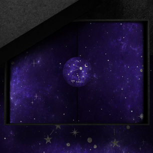 Zodiac Purple Aries   Cosmic Astrology Horoscope Classic Round Sticker