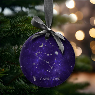 Zodiac Purple Capricorn   Astrology Horoscope Ceramic Tree Decoration