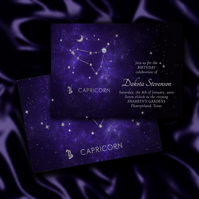 Zodiac Purple Capricorn | Astrology Horoscope Invitation (Creator Uploaded)